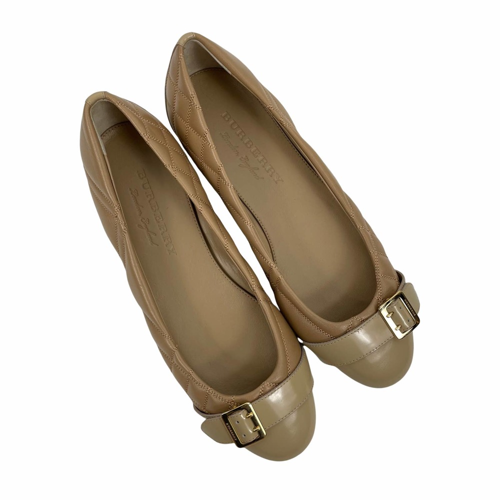 Burberry Avonwick Quilted Leather Slip On Flats Nude Tan Size 38